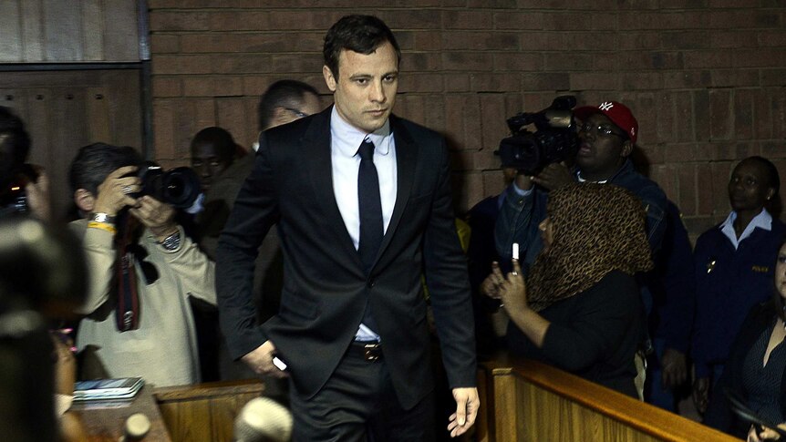 Oscar Pistorius arrives in court on August 19
