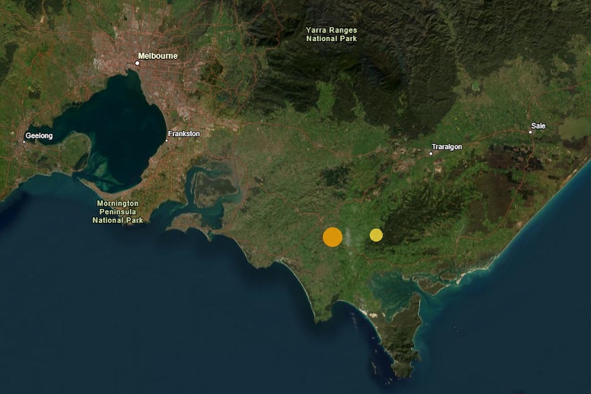 screenshot of Geoscience Australia earthquake page