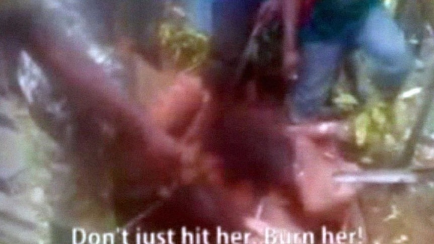 WARNING: Graphic content. This 2015 video appears to show women being tortured over suspicion of practising sorcery in PNG's Enga province