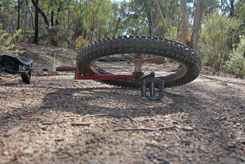 Unicycle on the ground at Bruce Ridge