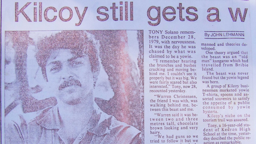 Newspaper cut out from the 1990s about the alleged 1979 yowie sighting.