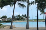 The temporarily closed lagoon at Airlie Beach where a man and his five-year-old son drowned on October 29, 2018.
