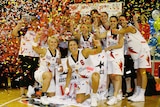 The Adelaide Lightning celebrate their 2007/08 WNBL grand final win