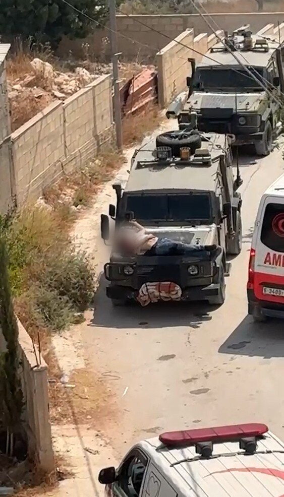 Blurred image of an army vehicle 