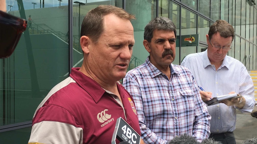 Kevin Walters (L) at press conference to announce his naming as Queensland State of Origin coach.