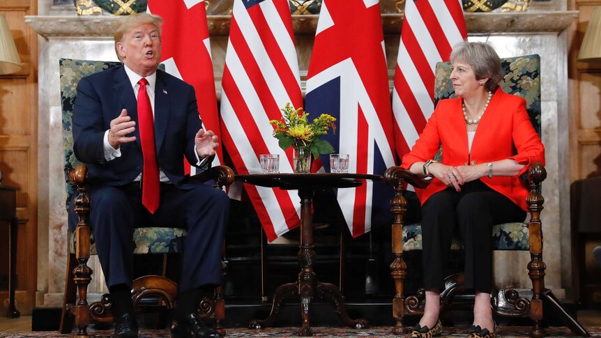 Trump meets with Theresa May in England