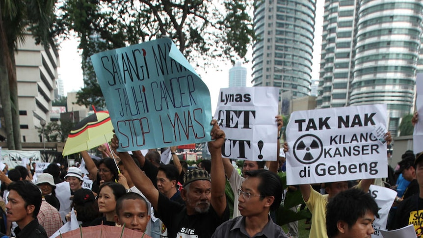 Malaysian activists protest an Australian rare earths plant