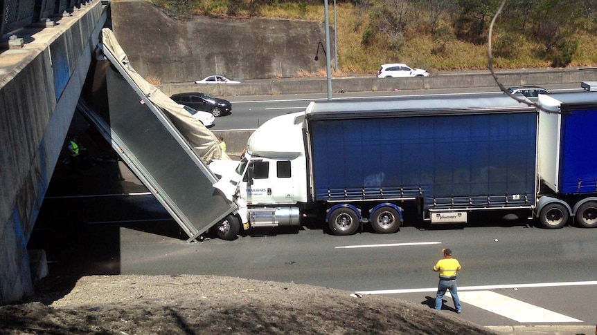 The crash happened at the Anzac Avenue overpass at North Lakes about 9:30am (AEST).