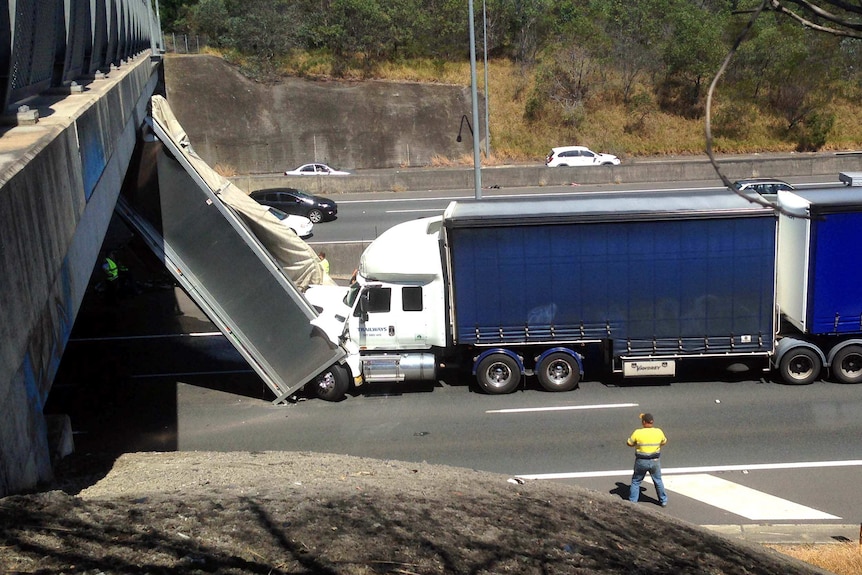 The crash happened at the Anzac Avenue overpass at North Lakes about 9:30am (AEST).