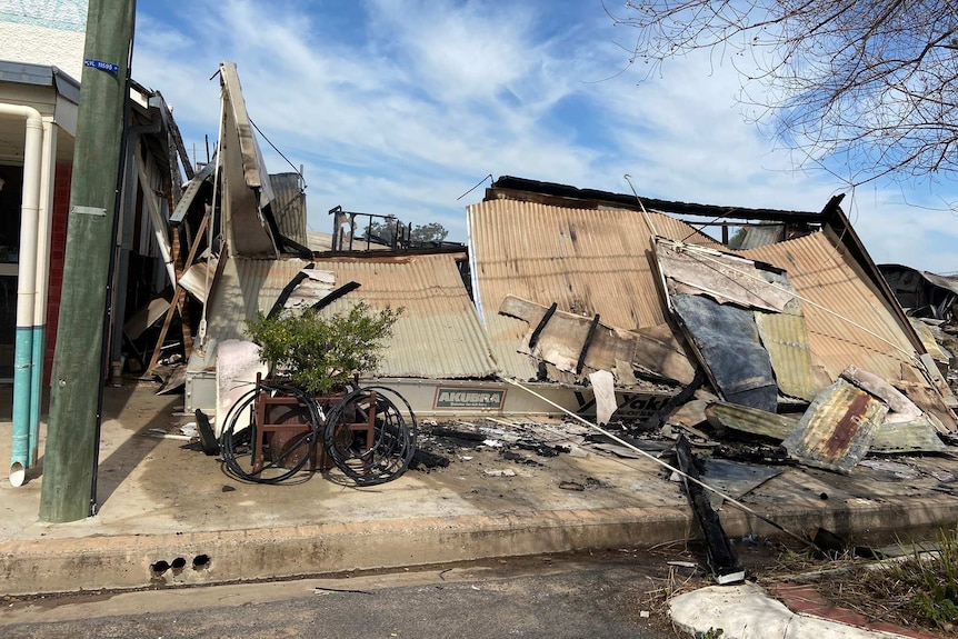 Burnt rubble of a shop