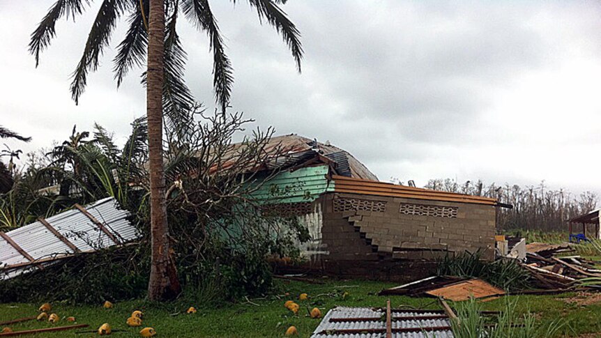 Shops at Clump Point in Mission Beach left devastated by Cyclone Yasi in Queensland's north on February 3, 2011.