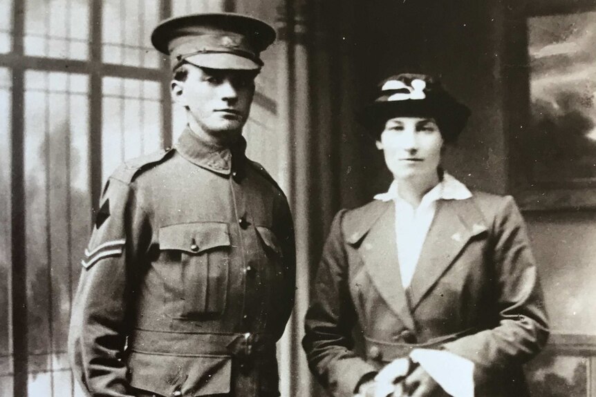 Thomas Keith McDowell and Iris Shiels on their wedding day, circa 1917.