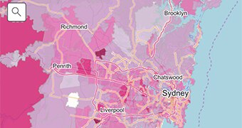 A map of Sydney and surrounds.