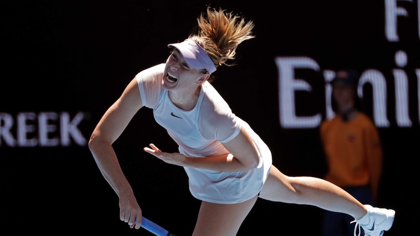 Maria Sharapova serves against Tatjana Maria