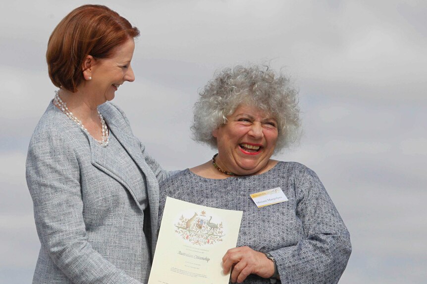 Prime Minister Julia Gillard and actress Miriam Margolyes
