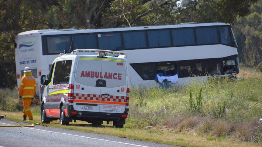 Scene of bus and car crash on the Mitchell Highway