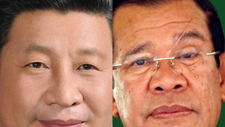 Composite image of Xi Jinping and Hun Sen
