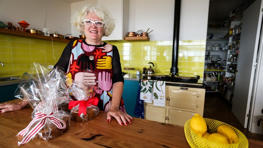 Peg Higginbottom in her kitchen at Barfold in central Victoria.