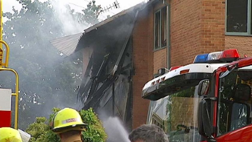 The blast which shattered windows nearby and sent debris flying 50 metres across the road.