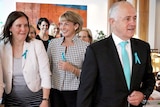 LtoR Assistant Treasurer, Kelly O'Dwyer, Michaela Cash, and Prime Minister Malcolm Turnbull in Parliament House.