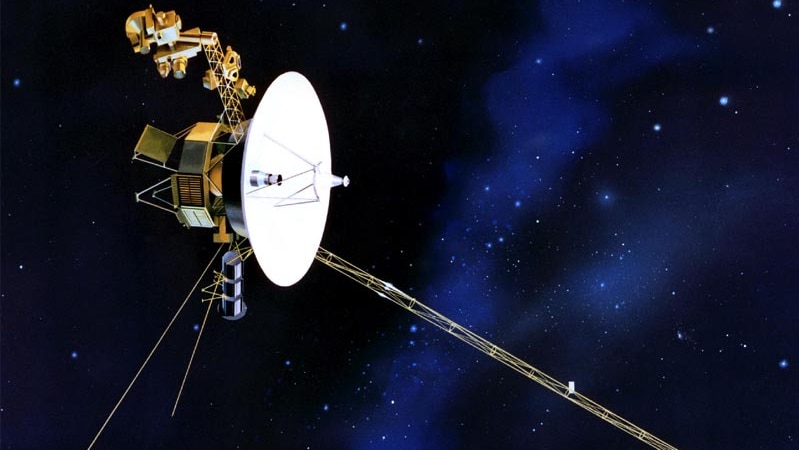 Artist's impression of Voyager 1 passing through space.