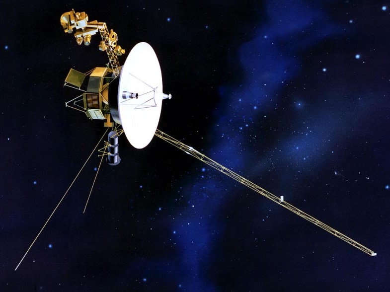 Artist's impression of Voyager 1 passing through space.