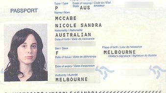 Handout pic of Australian passport of Nicole Sandra McCabe, which Dubai police claim was used in the murder of a Hamas milita...