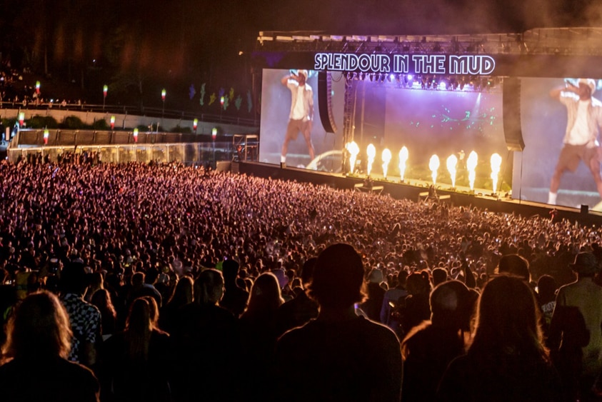 Pyro going off at Tyler, The Creator's set at Splendour IN The Grass 2022, Sun 24 July