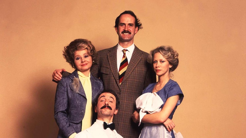 The cast of the classic British comedy, Fawlty Towers