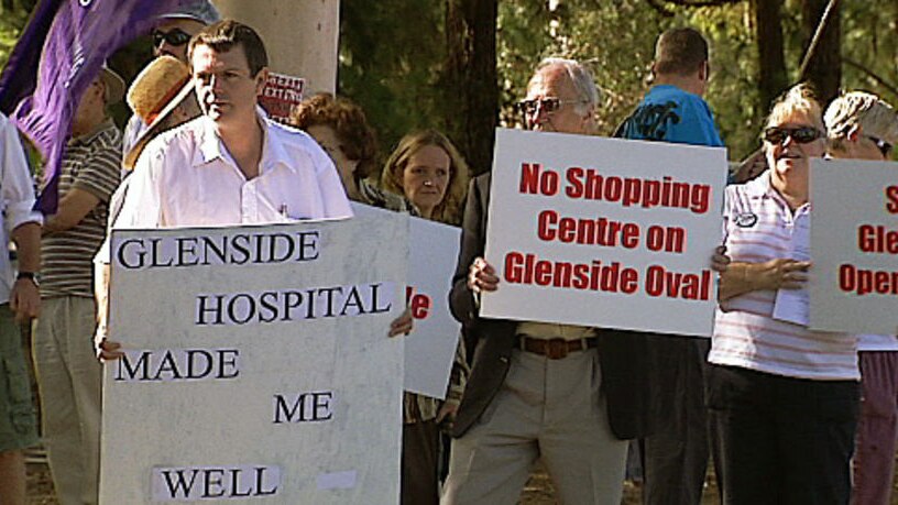 About 200 people have protested outside the Glenside Hospital.