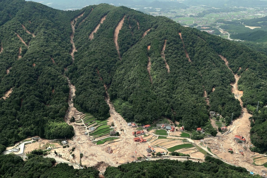 Birds eye view of Japan flood devastation