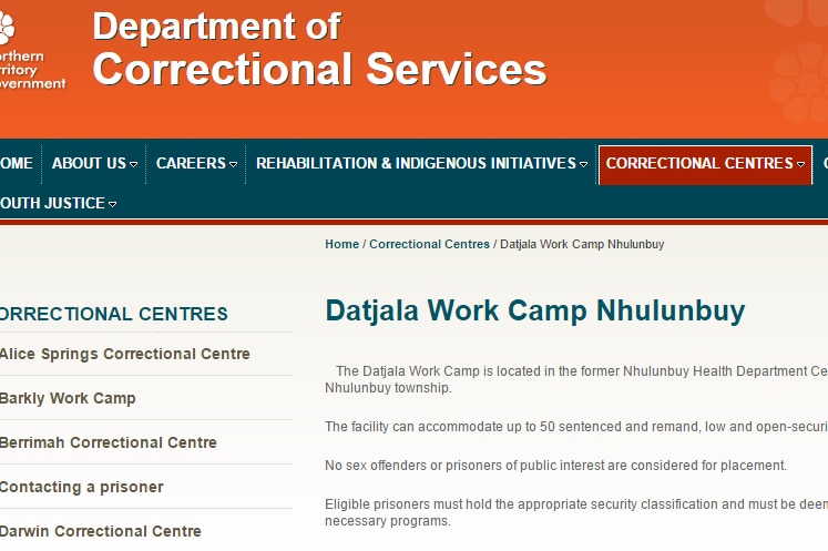 Datjala work camp description on NT Government website.