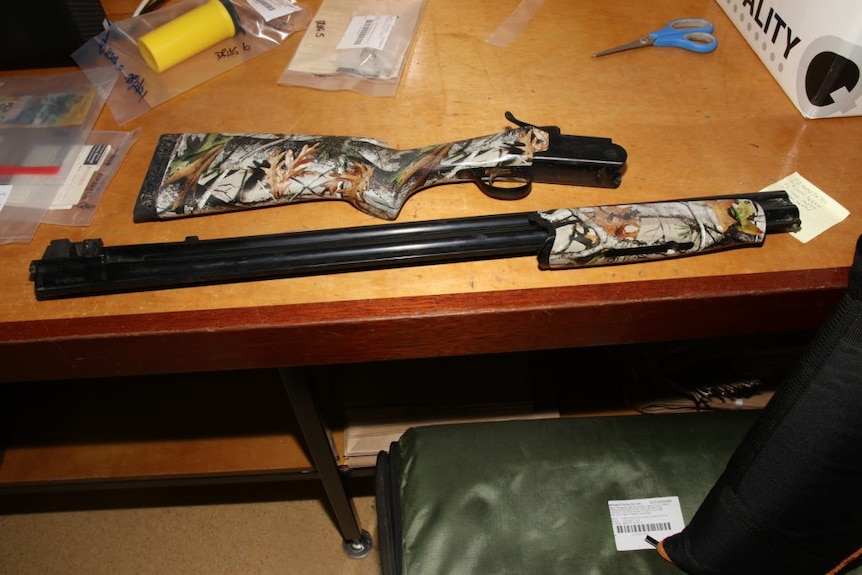 The 12-gauge shotgun allegedly used in a shooting rampage across Gympie on the weekend.