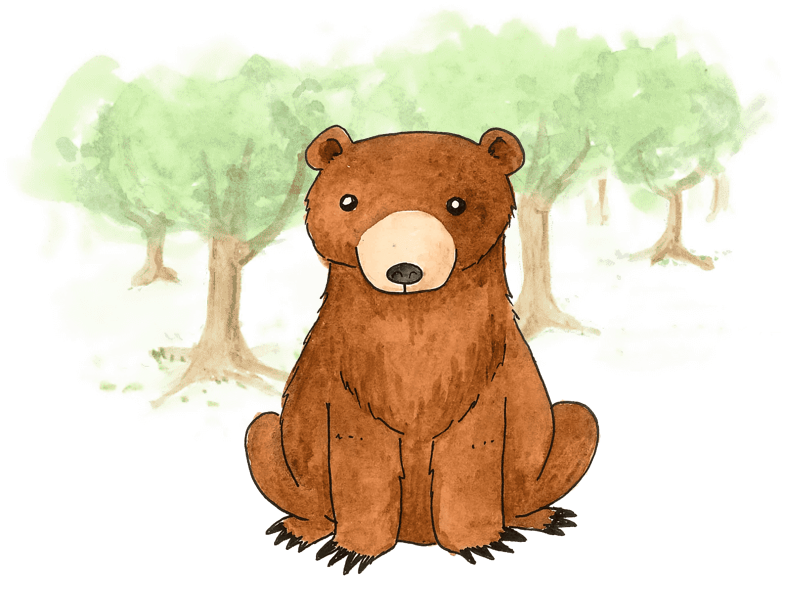 Bear sits in the woods