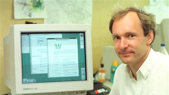 Tim Berners-Lee running World Wide Web software at CERN in 1994.
