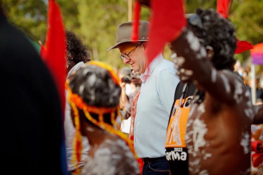 Anthony Albanese at an Indigenous festival.