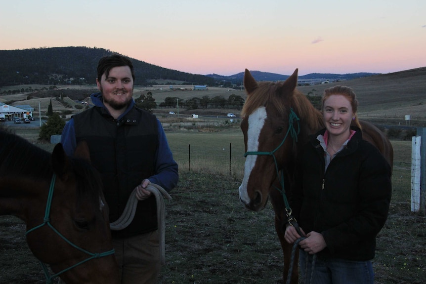 Tasmanian couple Charlotte Stacey and Austin Pond are saving for a first home where they can keep their horses