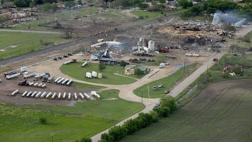 West Fertilizer Company lies in ruins the day after a huge explosion