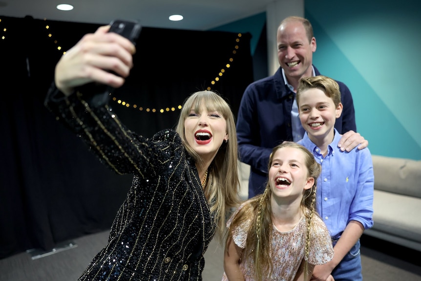 Taylor Swift takes a selfie with Prince William, Prince George and Charlotte, all smiling excitedly