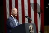 Joe Biden delivers a speech in Riga, Latvia.