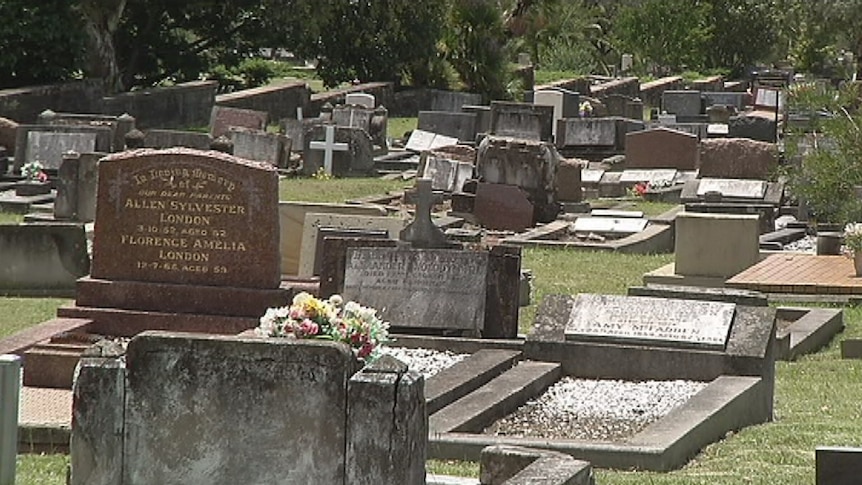 Graves at a cemetery.