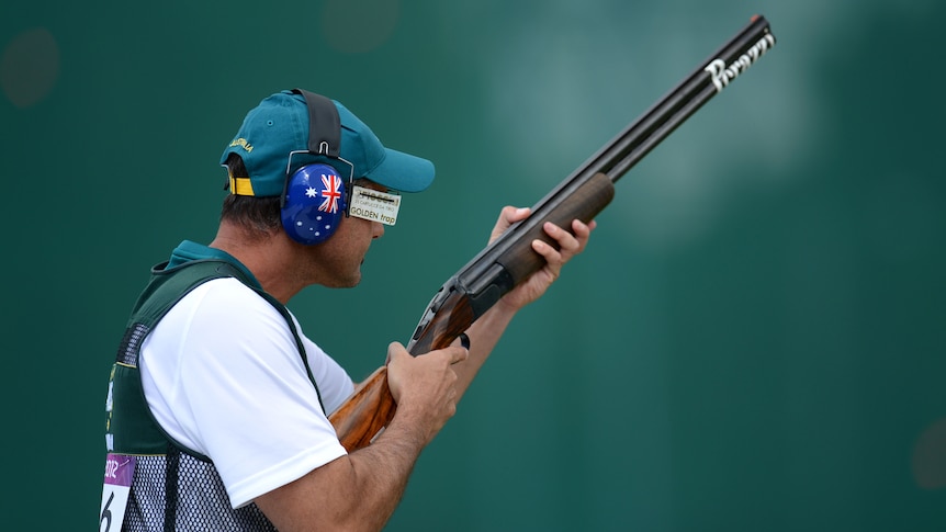Michael Diamond in action during qualification for men's trap