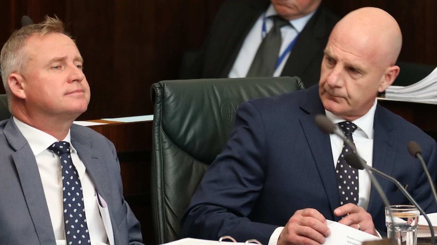 Tasmanian Deputy Premier Jeremy Rockliff and Premier Peter Gutwein in parliament.