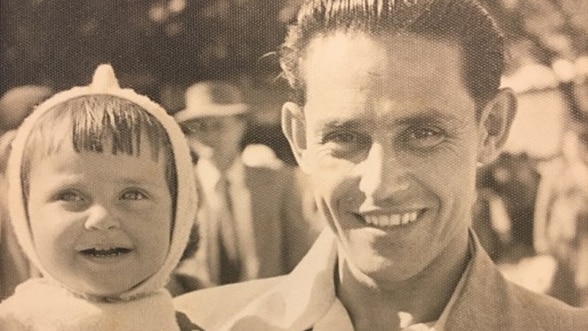 Cherril McCabe and her father at the Ekka in 1952