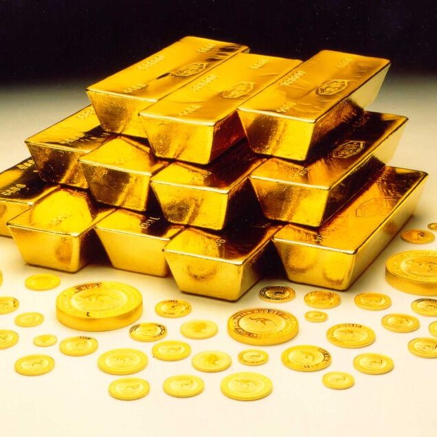 Good generic shot of gold bars and coins