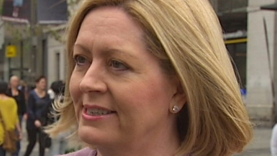 The mayor of Perth, Lisa Scaffidi, in Murray Street mall as pedestrians walk past