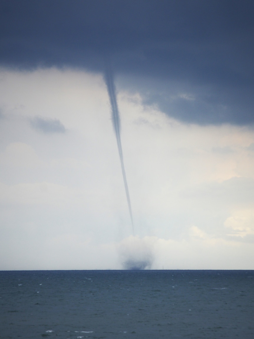A waterspout over the ocean near Moreton Bay.