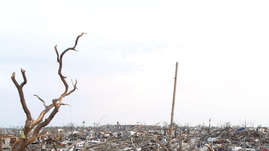 Blocks of homes have been completely destroyed by the tornado
