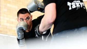 Tim Tszyu in training at the Tszyu Boxing Academy in Rockdale, Sydney.