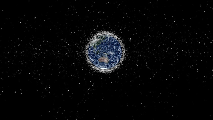Earth surrounded by junk 